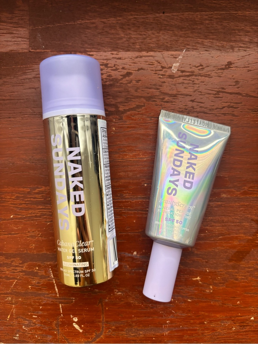Naked Sundays SPF Duo — Gold Pump Serum & Holographic Lavender-Topped Lotion